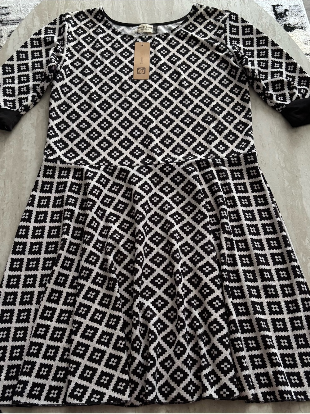 Jon & Anna Black and White Geometric Midi Dress